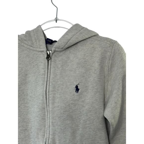 Polo Ralph Lauren Light Gray Full-Zip Hooded Sweat Jacket Youth Small 8 - Picture 2 of 6